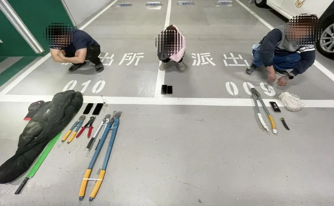 警方埋伏逮獲3名竊賊。(圖/翻攝畫面)