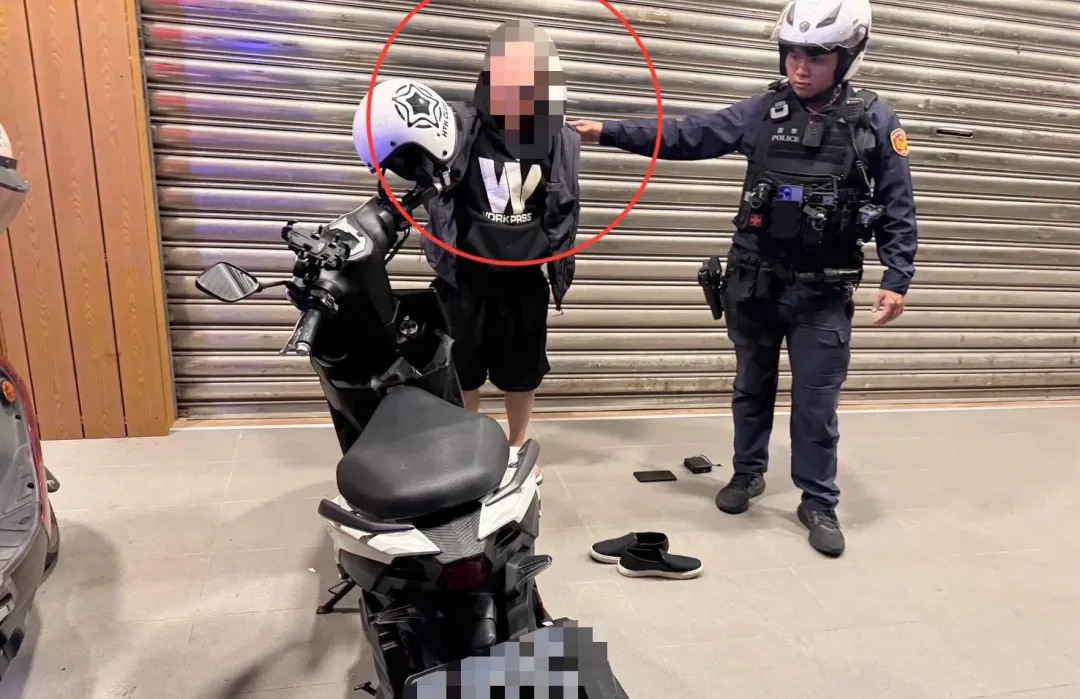 嫌犯偷走機車1小時即遭警方逮捕到案。（圖／翻攝畫面）
