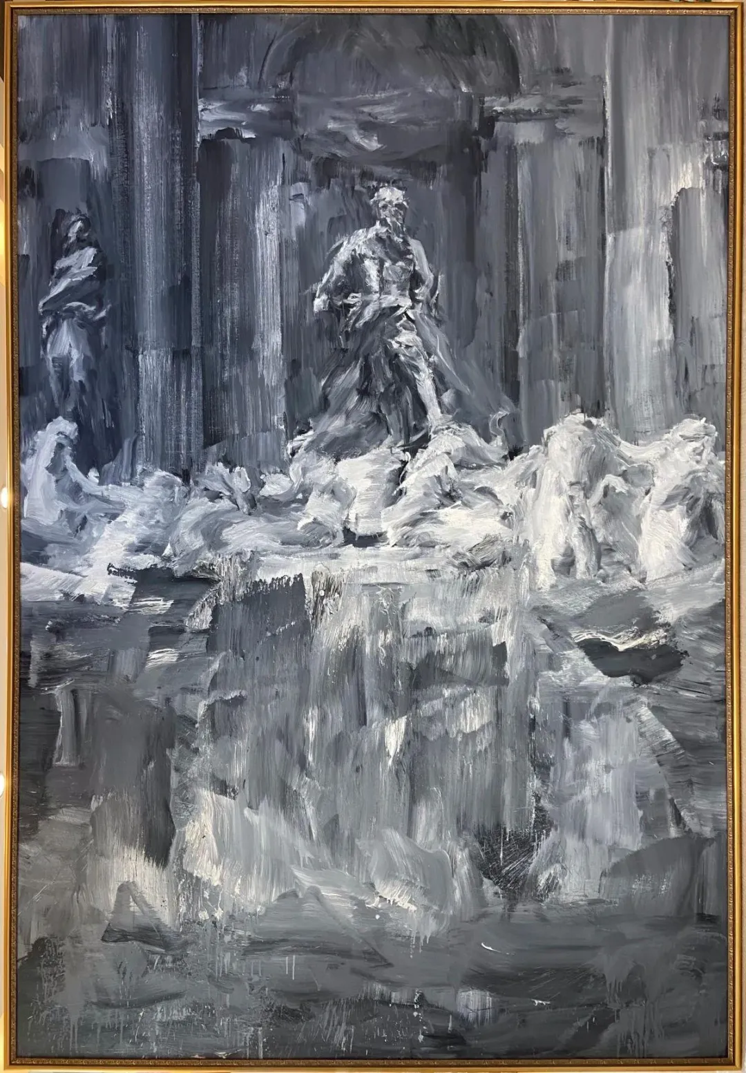 嚴培明(Yan Pei-Ming) 特雷維噴泉│2015│330cmx215cmx12cm│油畫。(圖/寶吉祥藝術中心提供)