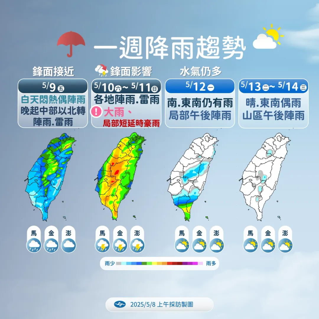 未來一周天氣趨勢。（圖／氣象署提供）