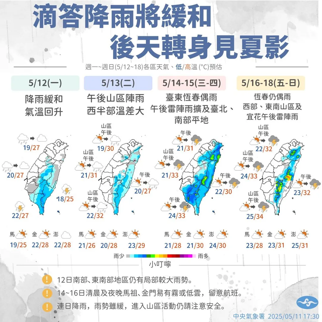 未來天氣趨勢。（圖／中央氣象署）