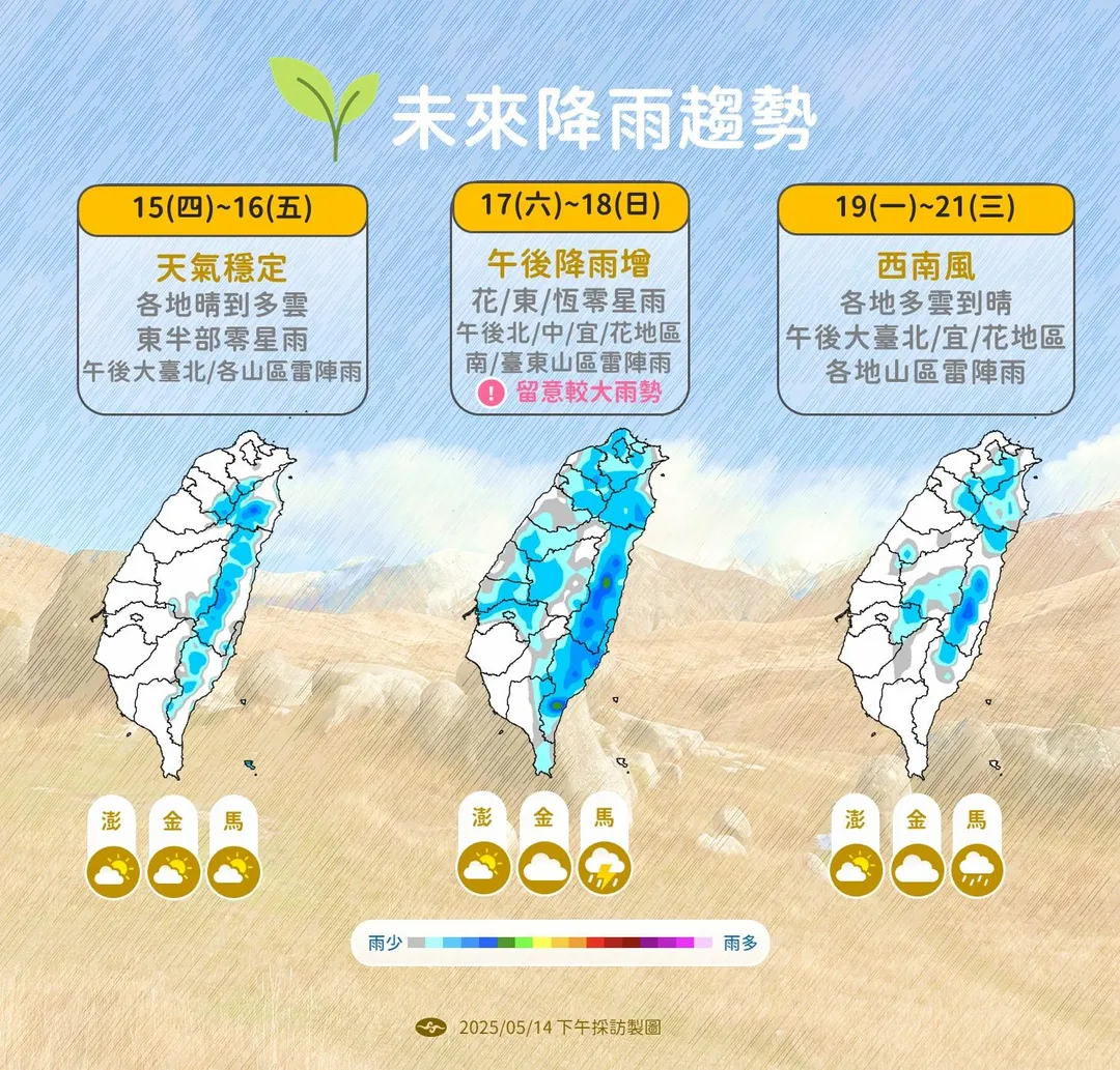 未來降雨趨勢。(圖/中央氣象署)