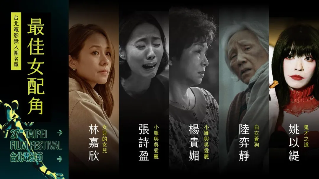 第27屆台北電影獎最佳女配角獎入圍名單。（圖／台北電影節 提供）