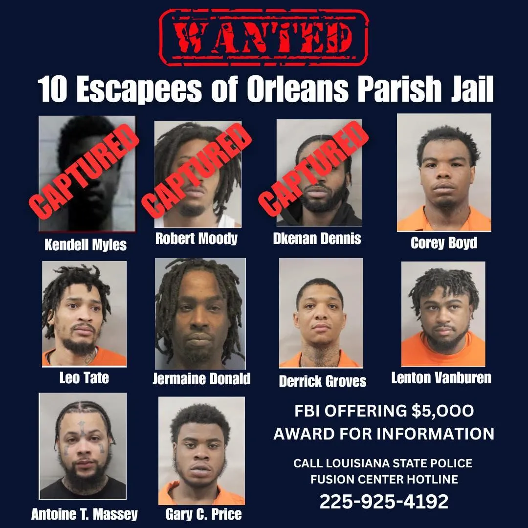 美國監獄驚爆有10名犯人集體越獄成功。（圖／翻攝自FB@LouisianaStatePolice）