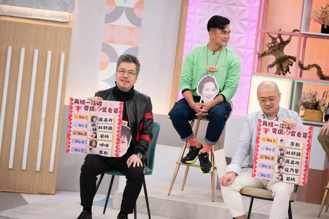 黃國倫（左起）、Terry、Paul日前上《小姐不熙娣》分享成為人夫的心聲。（圖／東森提供）