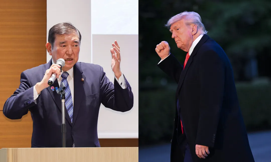 石破茂與川普通話。(合成圖/日本國首相官邸網站、美聯社)