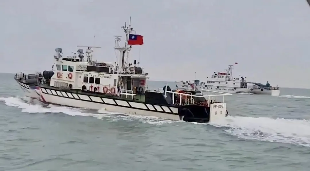 大陸4艘海警船上午再度侵擾金門海域。(圖/翻攝畫面)