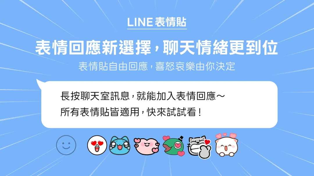LINE聊天室全新功能「表情回應」驚喜上線。（圖／LINE提供）