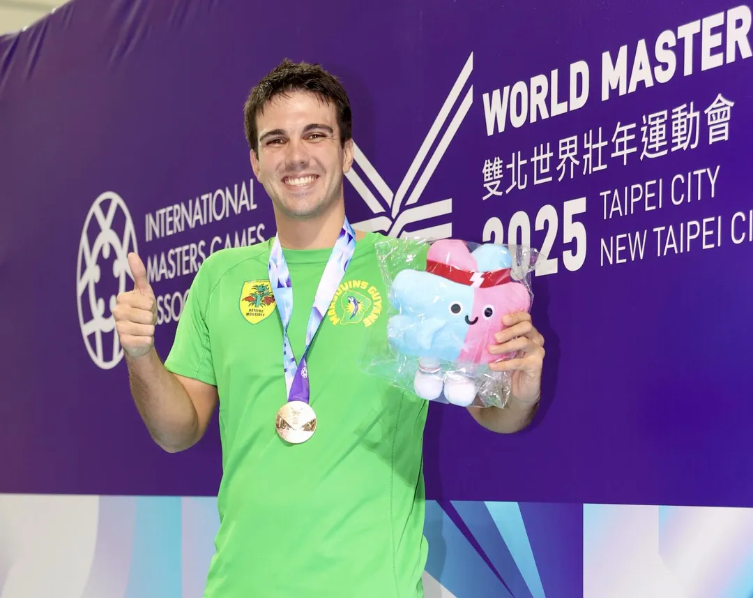 法屬圭亞那的游泳選手Antonin Cabassud今年遠征台灣，在世壯運男子仰式游泳2項目均獲金牌殊榮。（圖／世壯運提供）