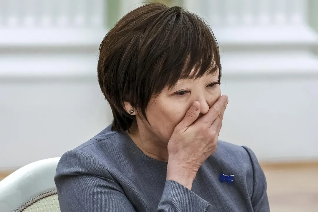 安倍昭惠在會談中數度落淚。(圖/美聯社)