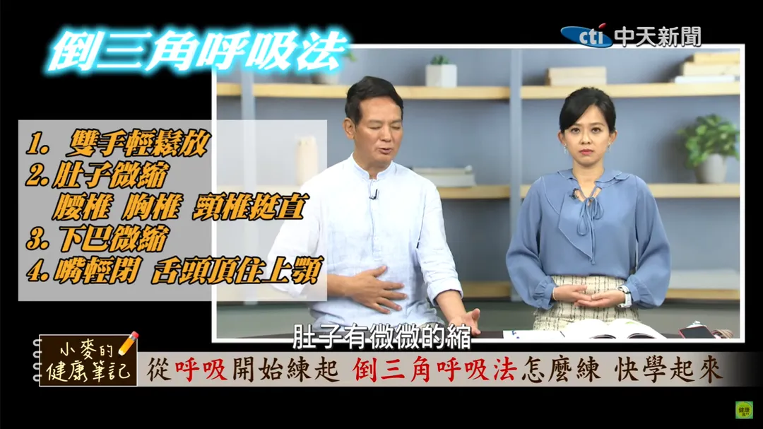 洛桑醫師分享「倒三角呼吸法」。（圖/中天新聞）