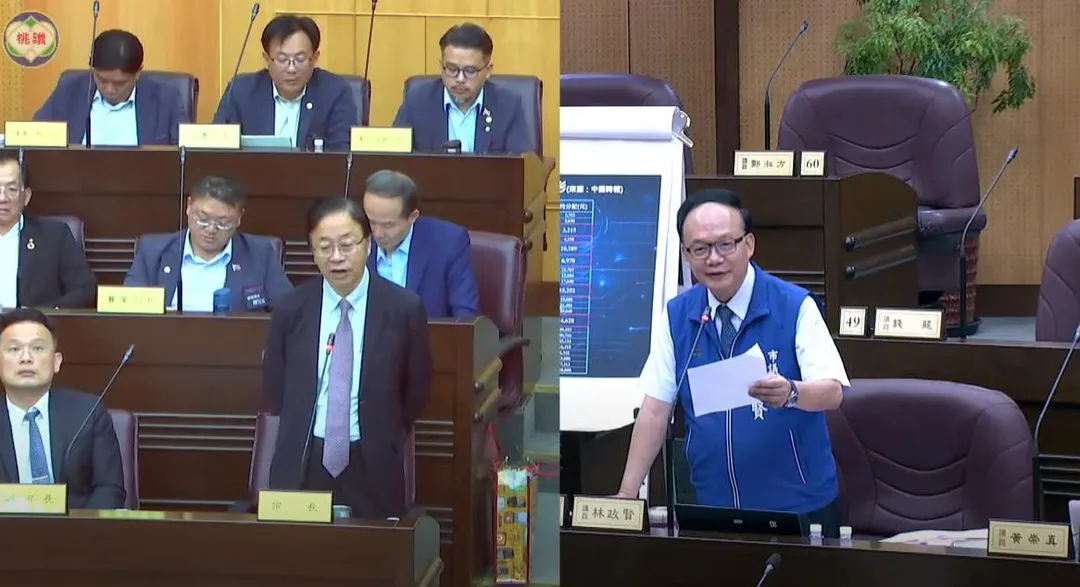 桃園市長張善政認同市議員林政賢反罷免連署的訴求。(圖/取自桃園市議會直播)
