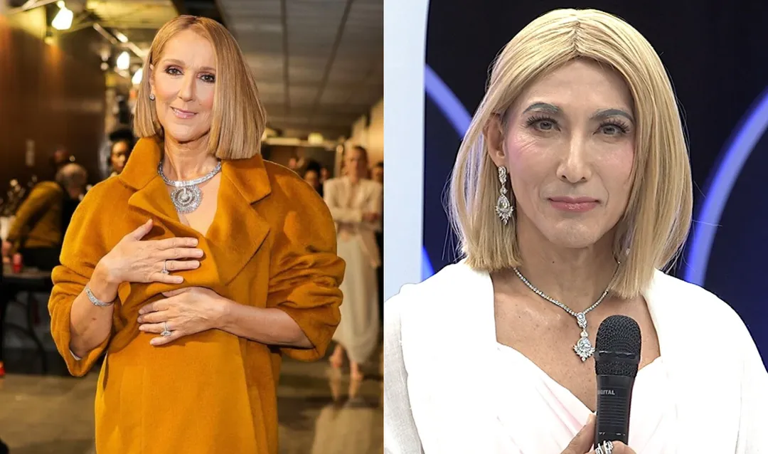 潘若迪（右）扮巨星席琳狄翁（左）獲本尊認證。（圖／翻攝自celinedion IG、中天綜合台提供）