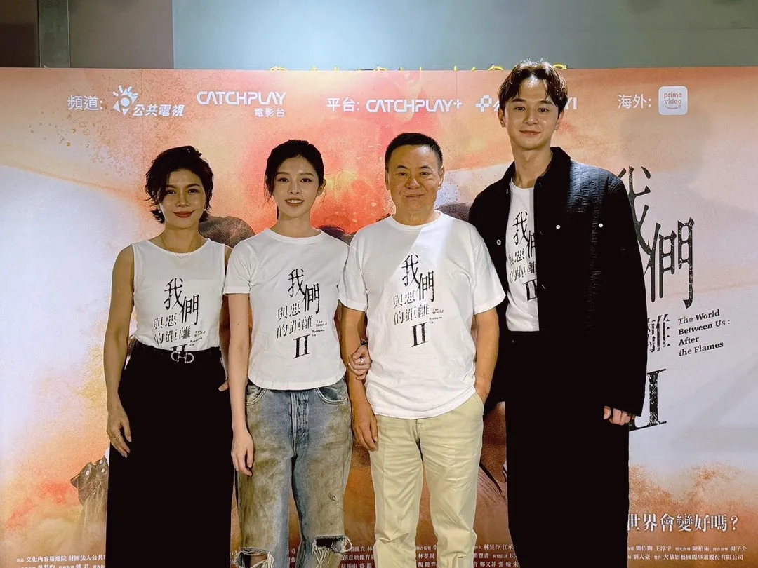 左起于子育、詹子萱、蔡振南及張軒睿出席《我們與惡的距離2》媒體聯訪。（圖／CATCHPLAY+ 提供）
