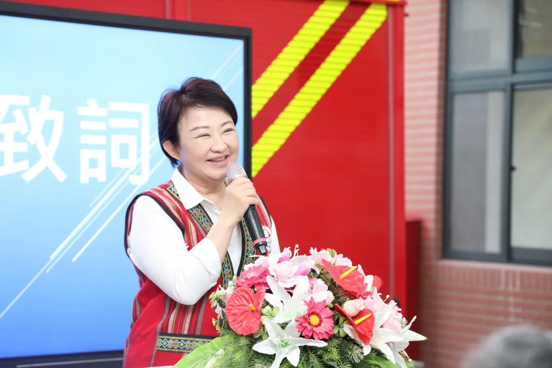 盧秀燕視察時，現場突傳槍響。（圖／翻攝台中市府官網）