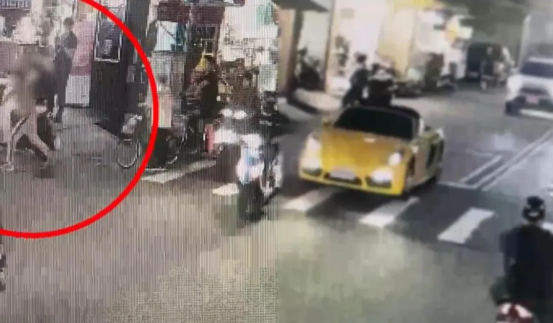 父子檔與外送員在街頭爆發肢體衝突。(圖/翻攝畫面)