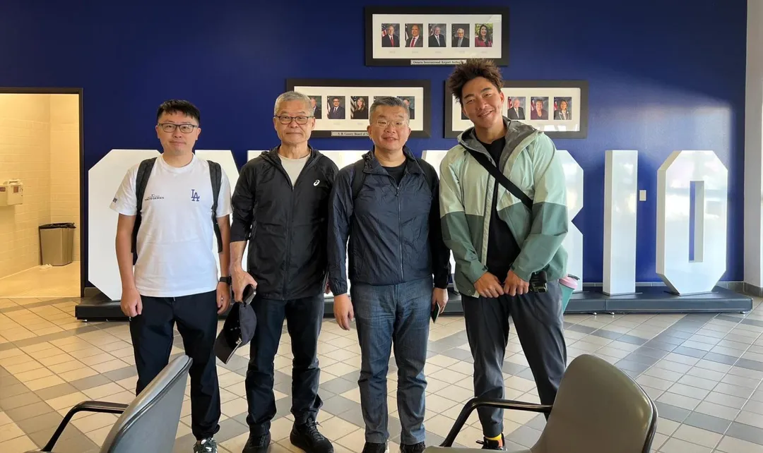 中華職棒會長蔡其昌與郭泓志、陳偉殷等名將拜訪大聯盟與旅美球員 。（圖／翻攝自蔡其昌臉書）