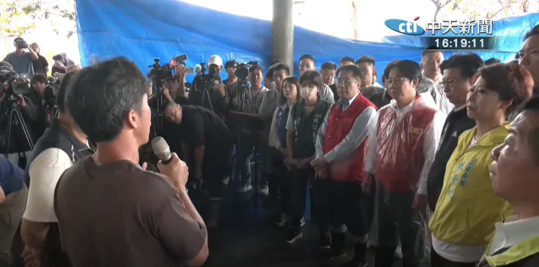賴清德11日再度南下台南七股、將軍等地區視察災後復原情況。（圖/中天新聞）