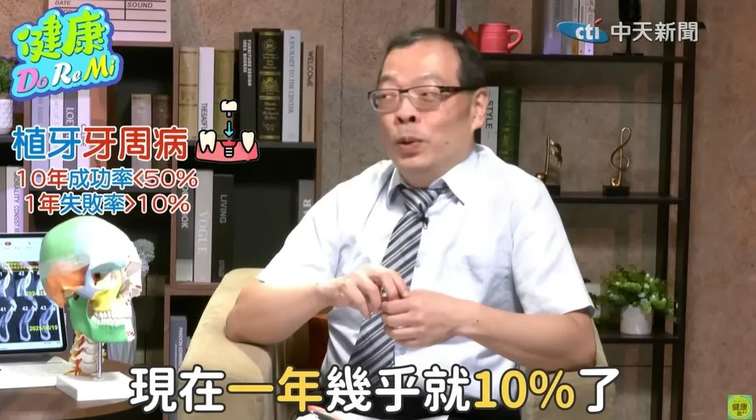 近年學術論文顯示，植牙的實際表現並不如預期理想，植牙十年的成功率掉到不到五成了。（圖／《#健康DoReMi #健康DoReMi&nbsp;健康DoReMi》）