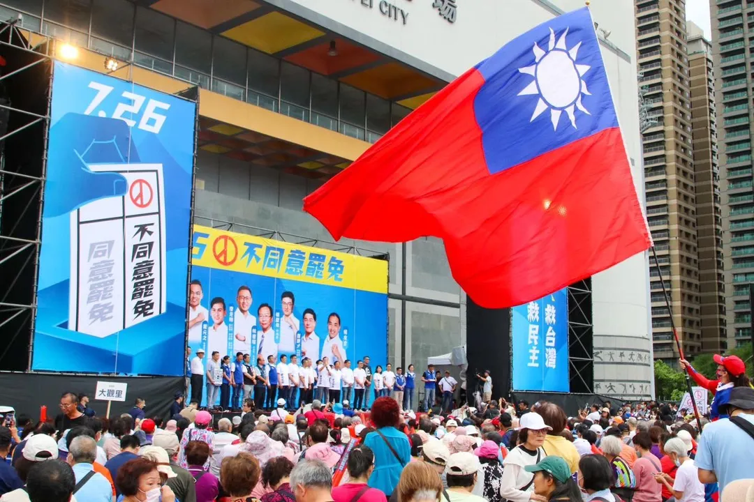 國民黨反罷免造勢。（圖／翻攝自朱立倫臉書）