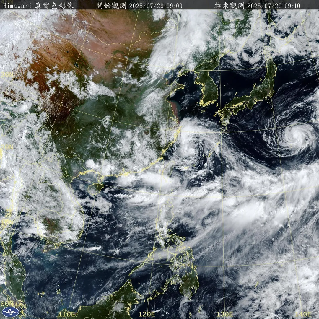 今、明2天受到颱風外圍環流及西南風影響,中南部地區易有大雨或局部豪雨。(圖/中央氣象署)