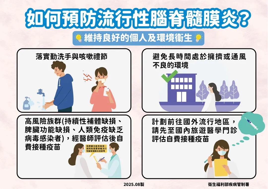 疾管署呼籲民眾應避免長期處於擁擠或通風不良的環境中，同時保持良好的手部與呼吸道衛生習慣。（圖／疾管署）