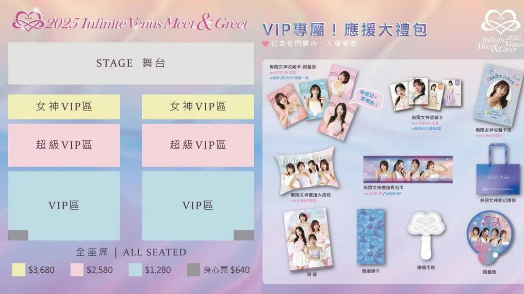 本次見面會的票價圖(左圖)與VIP大禮包(右圖)。(圖／樂曜日提供)