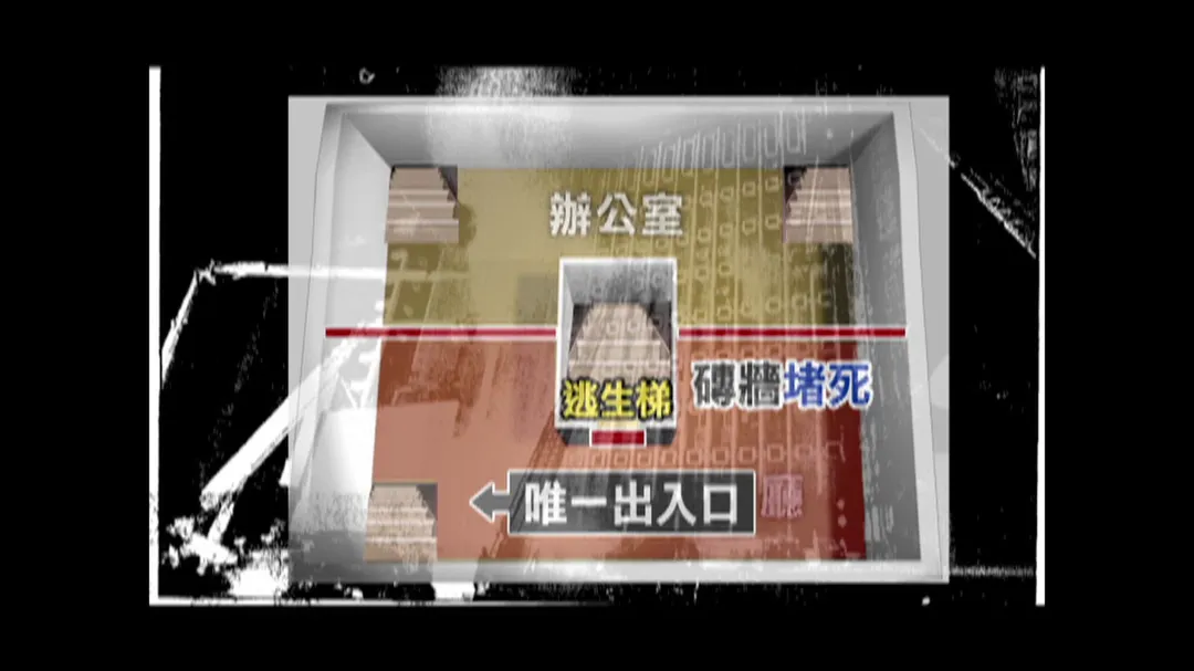 餐廳內逃生路徑幾乎全被封死,僅有一座室內安全梯可通行,而該梯口正是起火點。(圖/中天新聞)