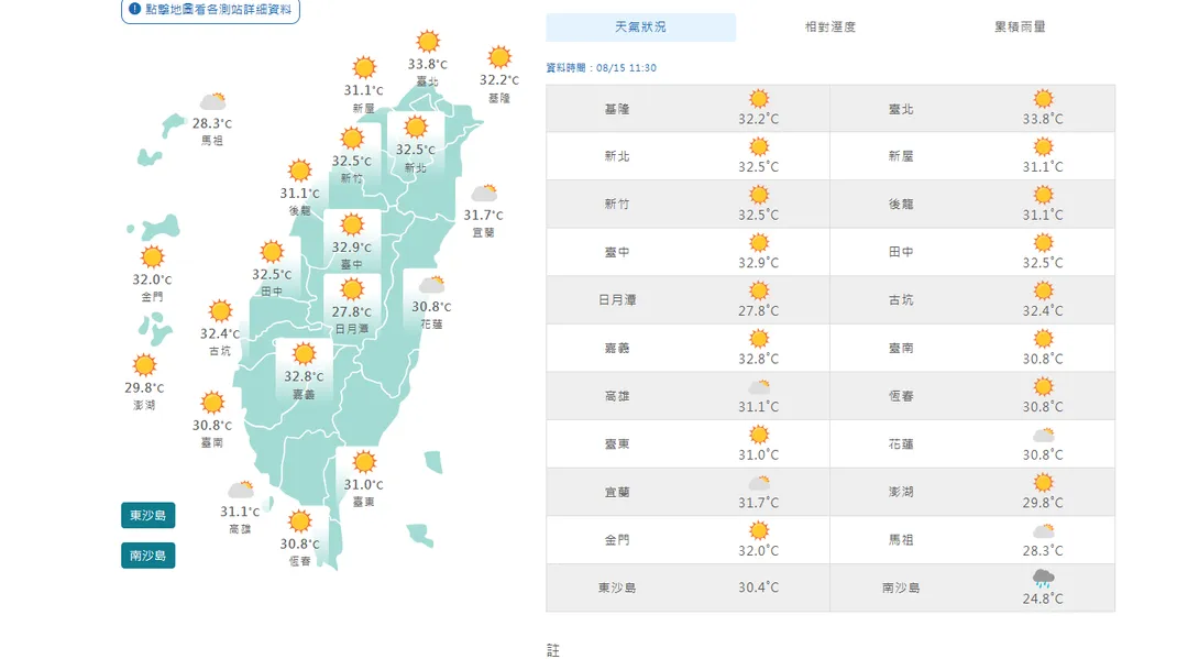 今明兩日中午過後，嘉義以南地區將出現局部性大雨，天氣不穩定。（圖／中央氣象署）