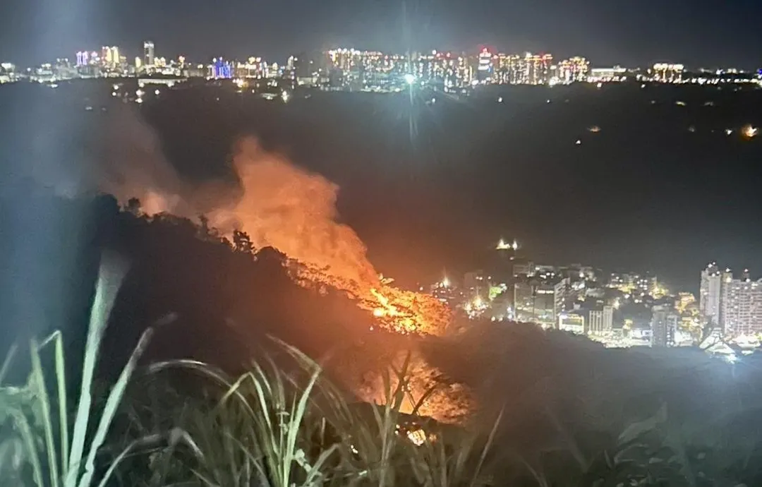 觸電後引發火燒山。(圖/翻攝畫面)