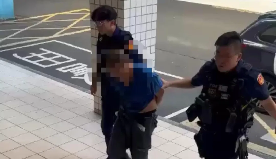 竊嫌遭逮捕帶回偵訊。(圖/翻攝畫面)