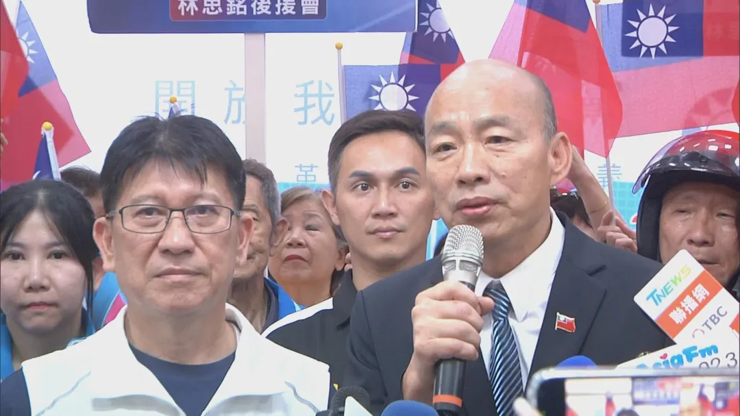 立法院長韓國瑜幫立委林思銘站台。（圖／中天新聞）