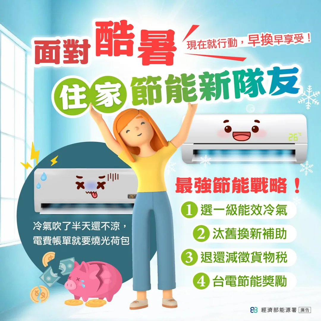 經濟部能源署推動「汰舊換新補助」方案,民眾只要符合申請資格,最高可享5000元優惠。(圖/經濟部能源署提供)