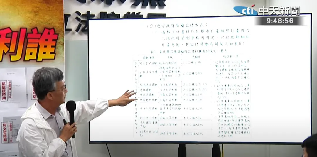 蘇偉碩18日召開記者會,針對京華城案質疑內政部法律見解錯誤。(圖/中天新聞)
