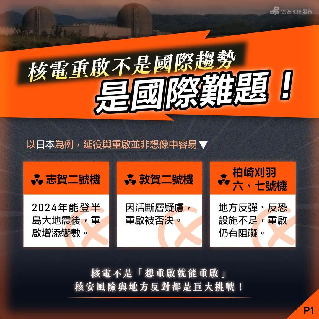 民進黨發出反核三重啟公投圖卡。（圖／民進黨臉書）