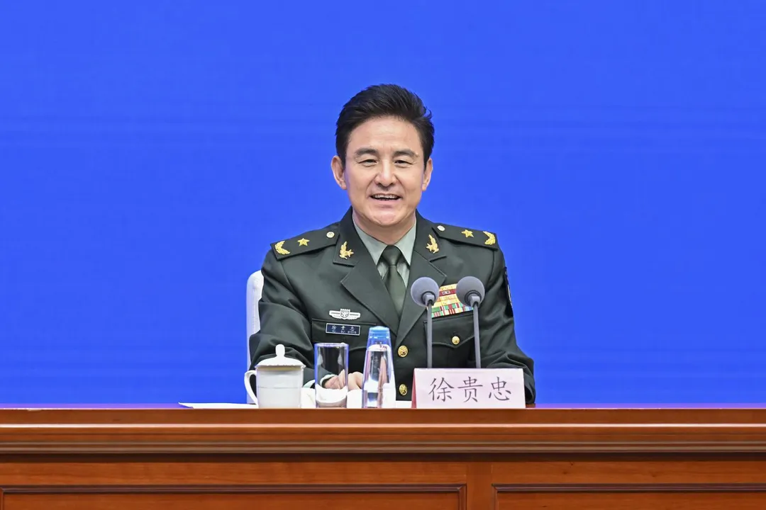 徐貴忠介紹閱兵準備工作有關情況。（圖／新華社）