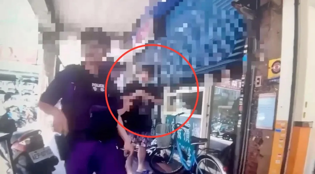 饒舌歌手梅海強當街施暴連續揮拳暴打老婦。（圖／翻攝畫面）