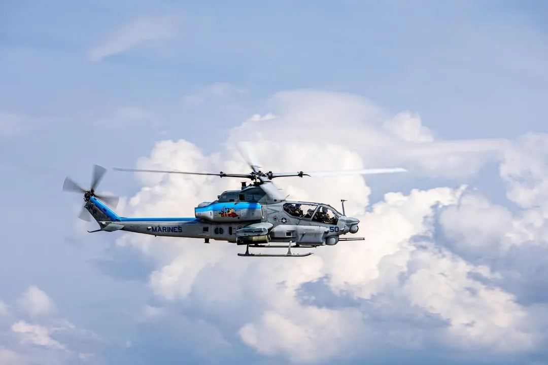 美國陸戰隊第775中隊AH-1Z攻擊直升機參加「北方打擊25-2」演習。(圖/航空國民兵)