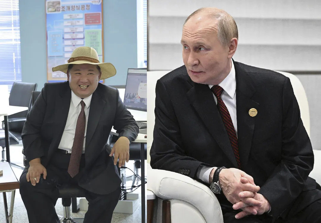 金正恩與普丁。（合成圖／美聯社）