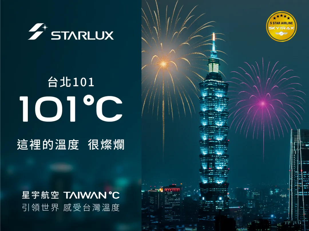 《城市篇》則以台北101、台中歌劇院、高雄亞灣區為背景，搭配夜市霓虹、港灣燈影。（圖／星宇航空提供）