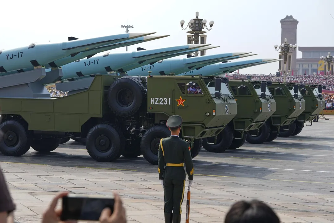 大陸九三閱兵展現武裝戰備實力。（圖／美聯社）