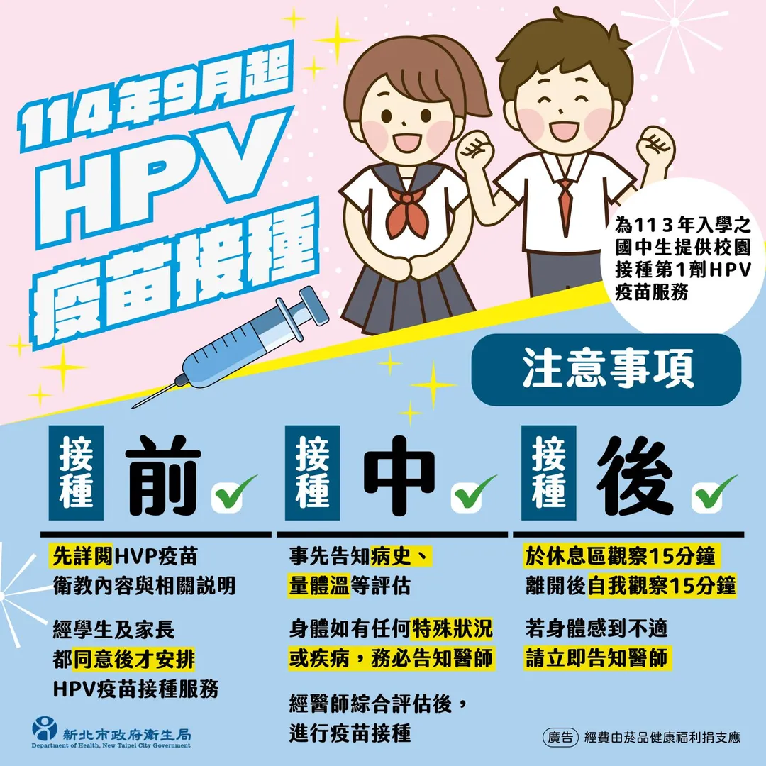 HPV疫苗衛教宣導。（圖／新北市衛生局）