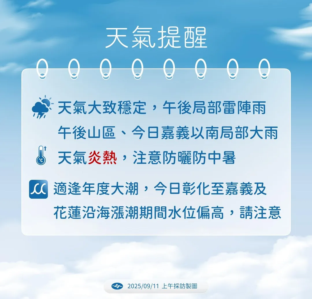 天氣提醒。(圖/氣象署提供)