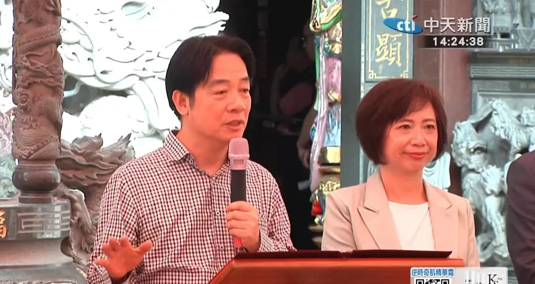 總統賴清德今日下午到台中市北屯區水景福隆宮與黨公職人員座談。（圖／中天新聞）