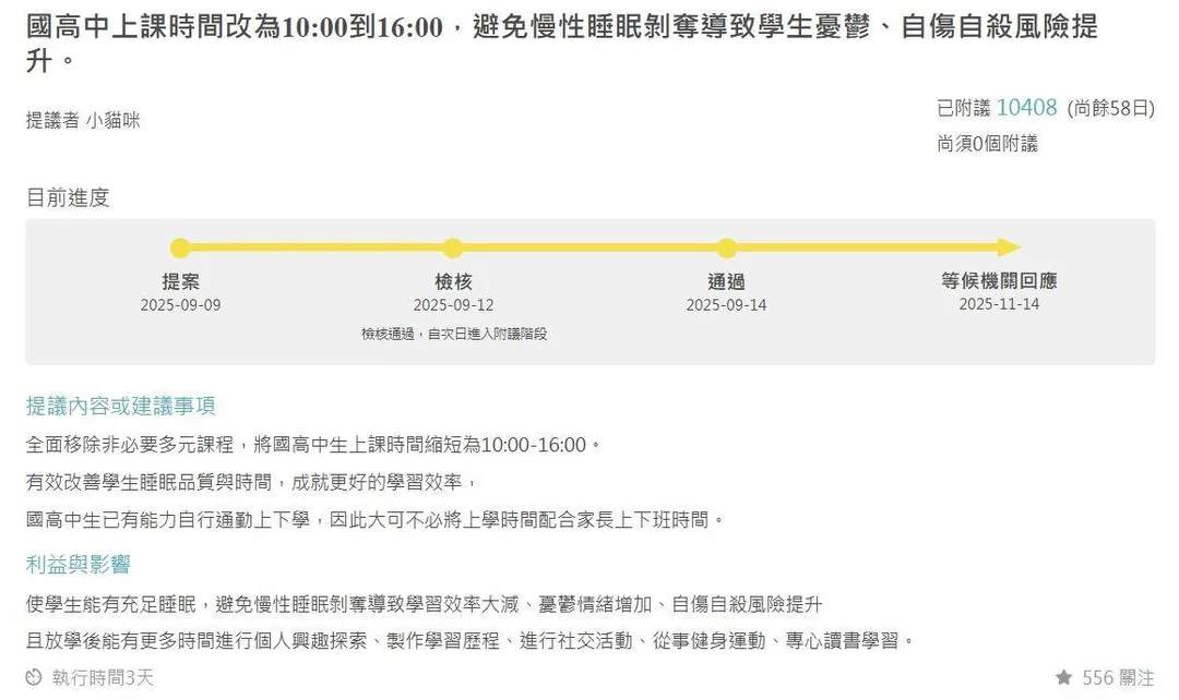 該提案正式送交國家發展委員會審議。（圖／翻攝自公共政策網路參與平台）