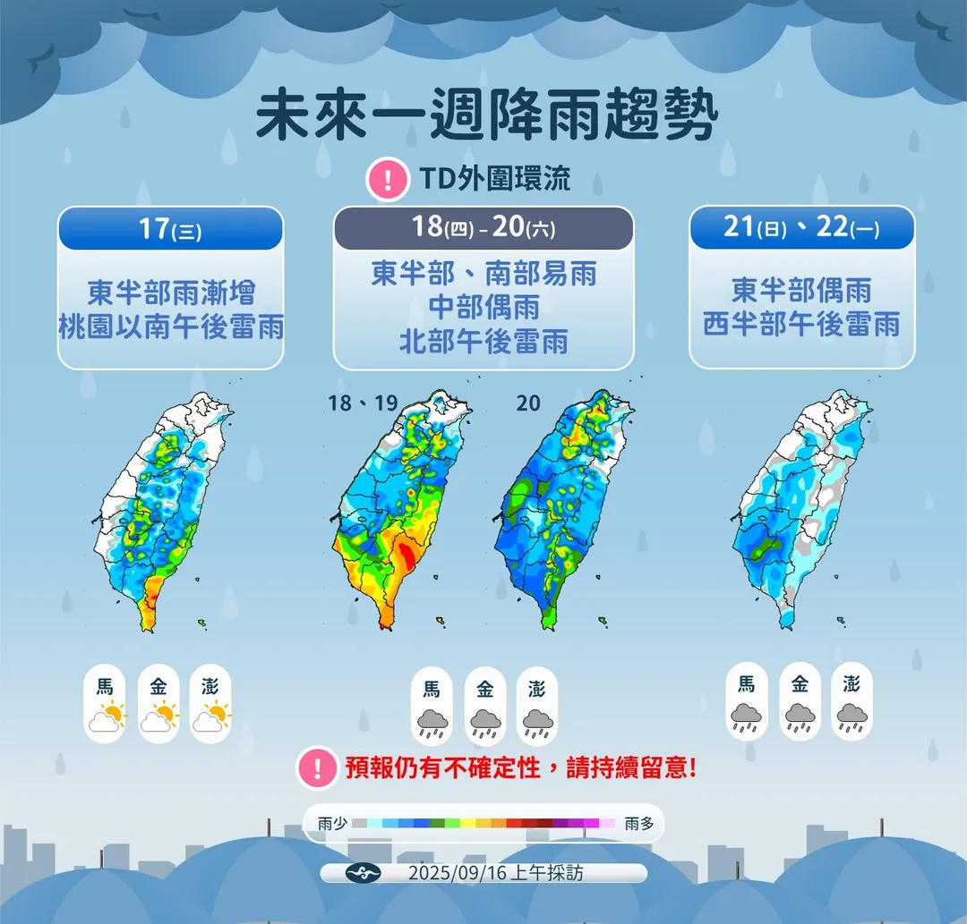 未來一周降雨趨勢。（圖／中央氣象署）