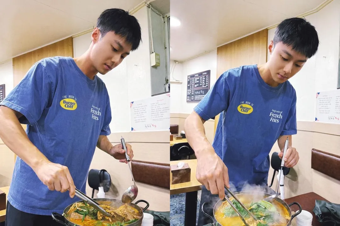施柏宇親自煮「馬鈴薯排骨湯」幫同事們服務。（圖／施柏宇工作室 提供）