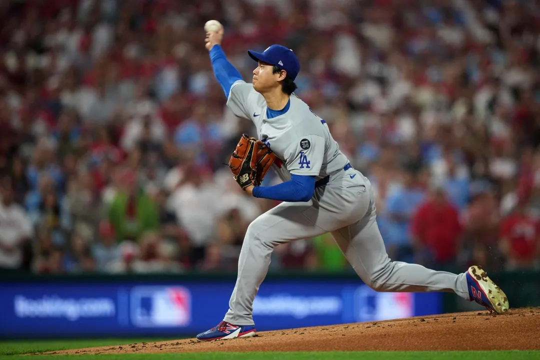 大谷翔平季後賽先發首勝。（圖／美聯社）