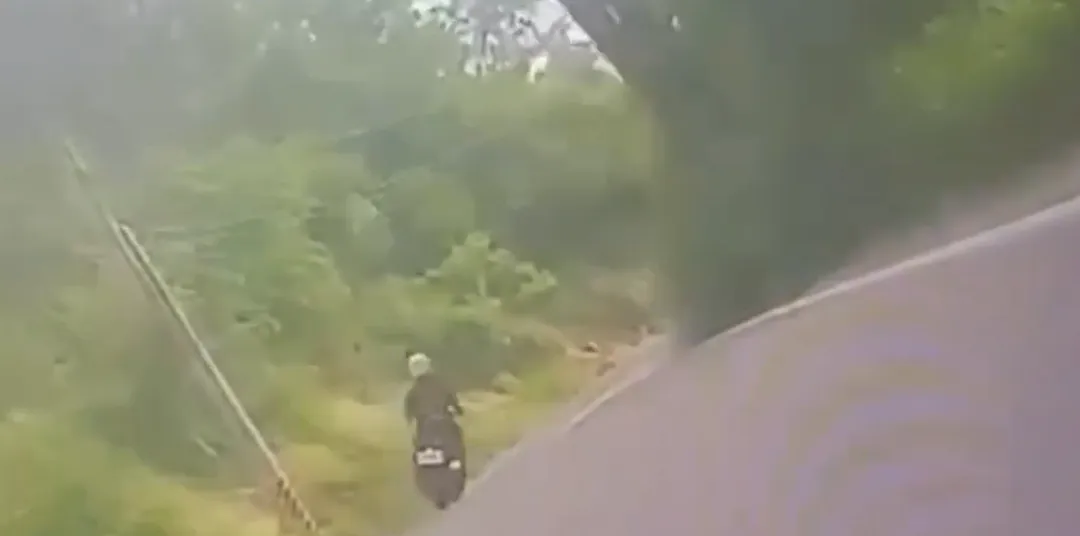 發生在台南左鎮區二寮觀日平台附近的死亡車禍,死者楊姓騎士在事發前,一路壓車過彎,險象環生。(圖/翻攝記者爆料網)