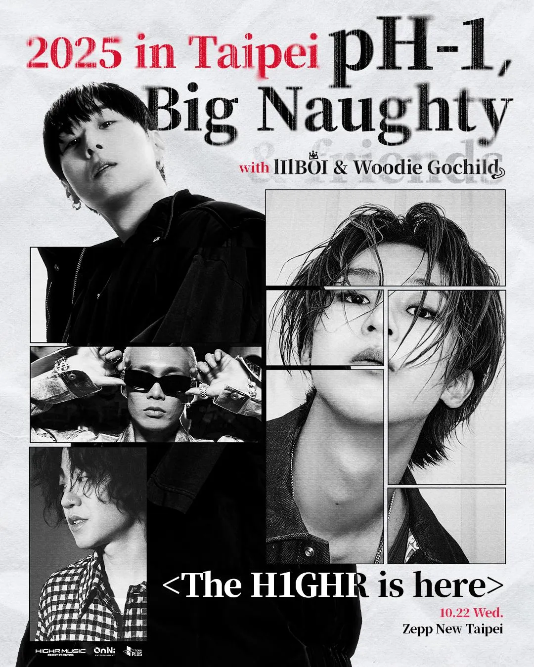 韓流嘻哈品牌「H1GHR MUSIC」旗下四大主將22日在台合體開唱。(圖/歐妮娛樂、H1GHR MUSIC提供)